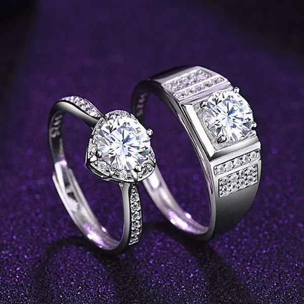 Nhẫn Đôi LiLi Jewelry Đính Kim Cương Moissanite Kerenza Lili_629454 Màu Bạc - Trang sức - Vua Hàng Hiệu