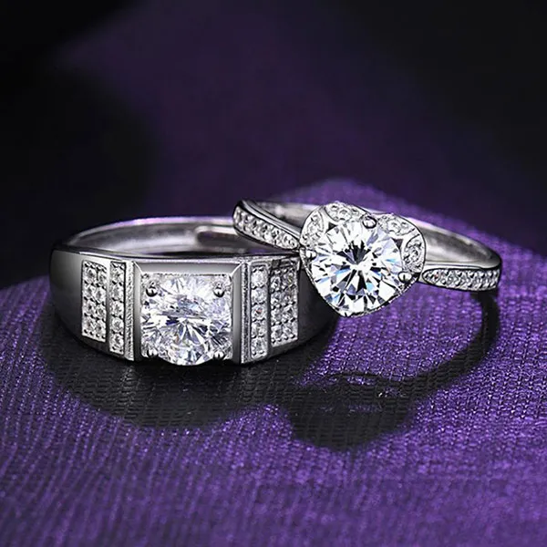 Nhẫn Đôi LiLi Jewelry Đính Kim Cương Moissanite Kerenza Lili_629454 Màu Bạc - Trang sức - Vua Hàng Hiệu