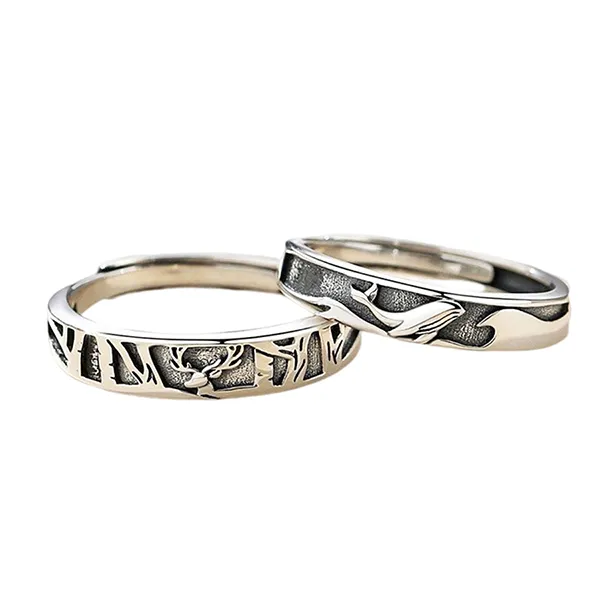 Nhẫn Đôi LiLi Jewelry Hình Cá Voi Và Hươu Lili_145122 Màu Bạc