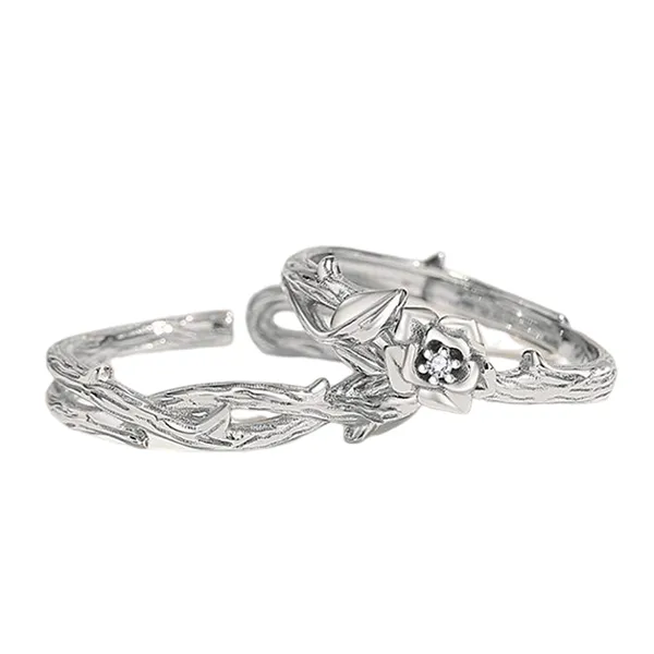 Nhẫn Đôi LiLi Jewelry Hoa Hồng Rose Đính Đá CZ Lili_346199 Màu Bạc - Trang sức - Vua Hàng Hiệu