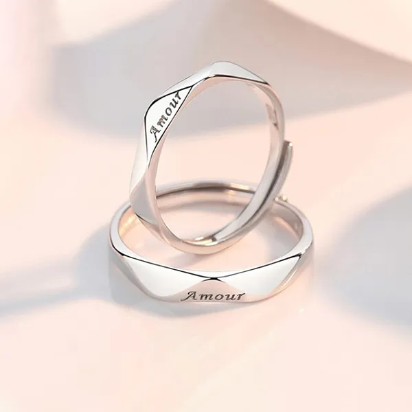 Nhẫn Đôi LiLi Jewelry Khắc Tên Chữ Theo Yêu Cầu Couple Lili_196429 Màu Bạc