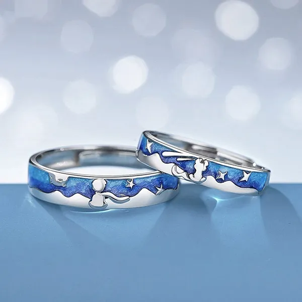 Nhẫn Đôi LiLi Jewelry Lili_993785 Màu Bạc Xanh