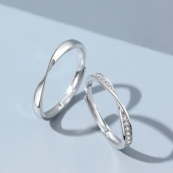 Nhẫn Đôi LiLi Jewelry Vô Cực Khắc Tên Chữ Theo Yêu Cầu Couple Lili_163118 Màu Bạc