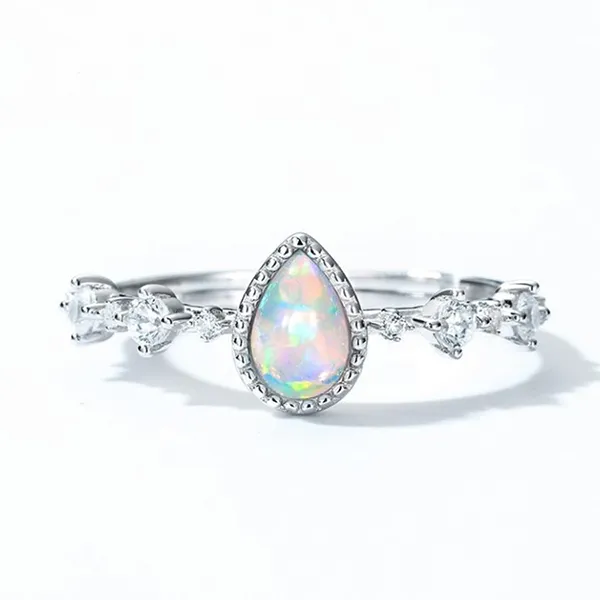 Nhẫn LiLi Jewelry Đính Đá Opal Hình Giọt Nước Lili_879391 Màu Bạc