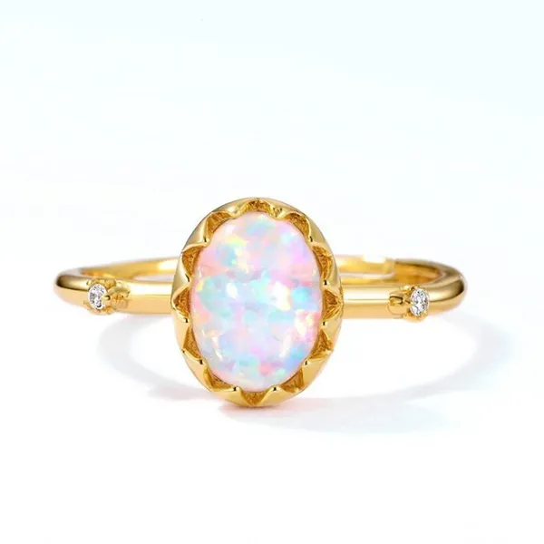 Nhẫn LiLi Jewelry Đính Đá Opal Hình Quả Trứng Lili_637799 Màu Vàng - Trang sức - Vua Hàng Hiệu