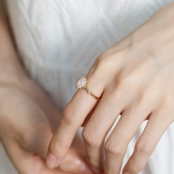Nhẫn LiLi Jewelry Đính Đá Opal Hình Quả Trứng Lili_637799 Màu Vàng - Trang sức - Vua Hàng Hiệu