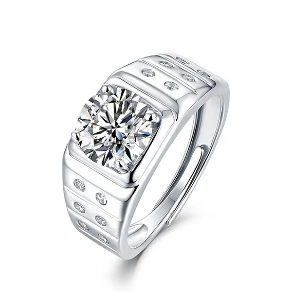 Nhẫn Nam LiLi Jewelry Đính Kim Cương Moissanite Moissanite Alger Lili_442514 Màu Bạc - Trang sức - Vua Hàng Hiệu