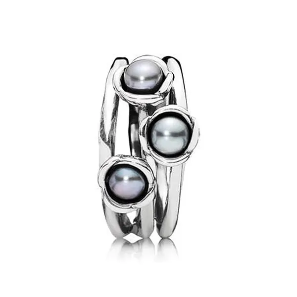 Nhẫn Pandora Triple Bloom Grey Pearl Ring - 190606GP Size 50