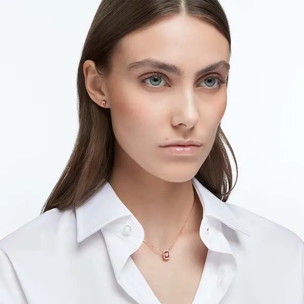 Set Dây Chuyền Và Khuyên Tai Swarovski Millenia Octagon Cut, Pink, Rose Gold-Tone Plated 5620548 Màu Vàng Hồng