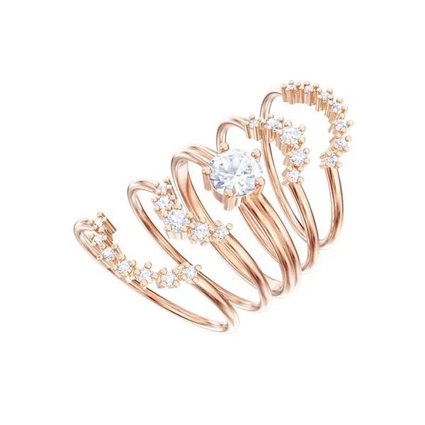 Set Nhẫn Swarovski Penélope Cruz Moonsun Stacking Ring White, Rose Gold Plating M5486811 Màu Vàng Hồng - Trang sức - Vua Hàng Hiệu