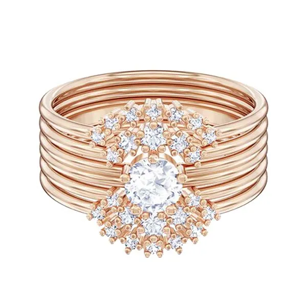 Set Nhẫn Swarovski Penélope Cruz Moonsun Stacking Ring White, Rose Gold Plating M5486811 Màu Vàng Hồng - Trang sức - Vua Hàng Hiệu