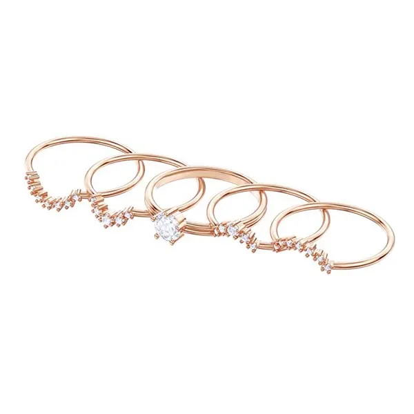 Set Nhẫn Swarovski Penélope Cruz Moonsun Stacking Ring White, Rose Gold Plating M5486811 Màu Vàng Hồng - Trang sức - Vua Hàng Hiệu