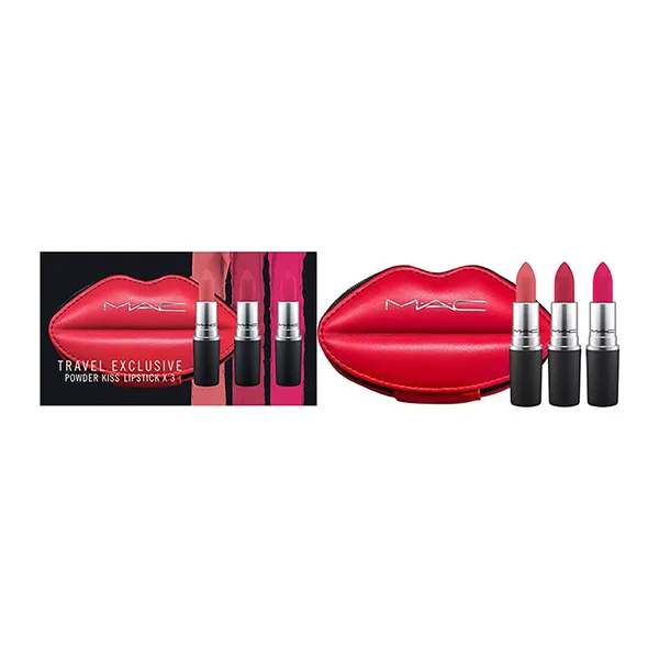 Set Son MAC Travel Exclusive Powder Kiss Lipstick (3 x 3g) - Son Môi - Vua Hàng Hiệu
