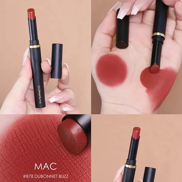 Son MAC Powder Kiss Velvet Blur Slim Dubonnet 878 Màu Đỏ Gạch - Son Môi - Vua Hàng Hiệu