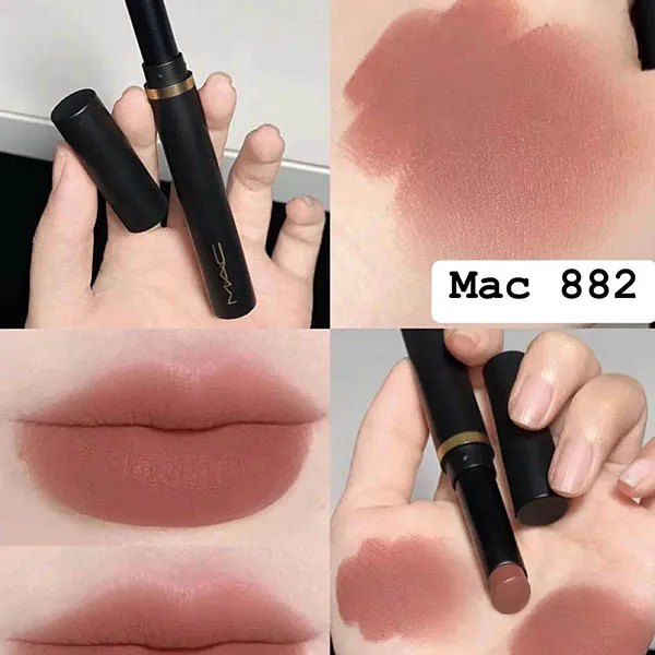 Son MAC Powder Kiss Velvet Blur Slim Stick Lipstick 882 All-Star Anise 2g Màu Hồng Đất - Son Môi - Vua Hàng Hiệu