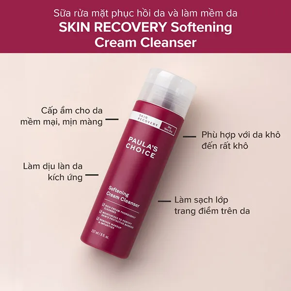 Sữa Rửa Mặt Paula's Choice Hỗ Trợ Phục Hồi Và Làm Mềm Da Skin Recovery Softening Cream Cleanser 237ml - Sữa Rửa Mặt - Vua Hàng Hiệu