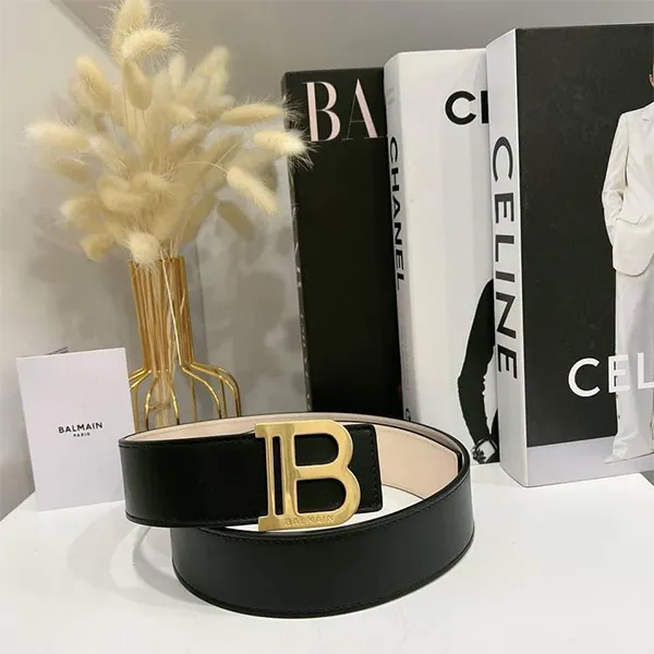 Thắt Lưng Balmain Signature Metal Bukle Belt 4cm Màu Đen Size 85