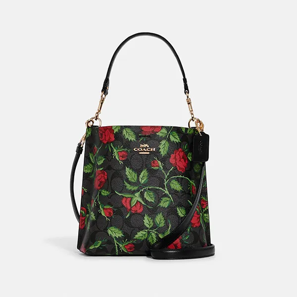 Túi Đeo Chéo Coach Mollie Bucket Bag 22 In Signature Canvas With Fairytale Rose Print CC876 Phối Màu