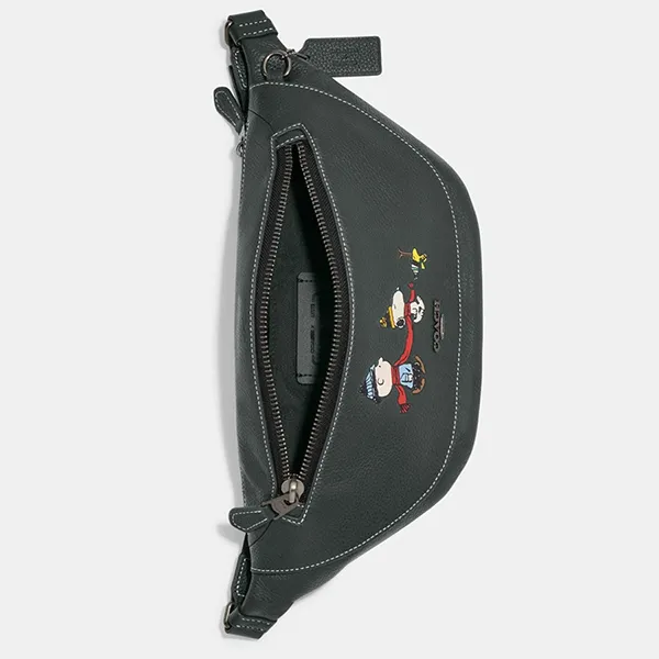 Túi Đeo Chéo Nam Coach x Peanuts Warren Belt Bag With Snoopy Motif CE618 Màu Xanh Green