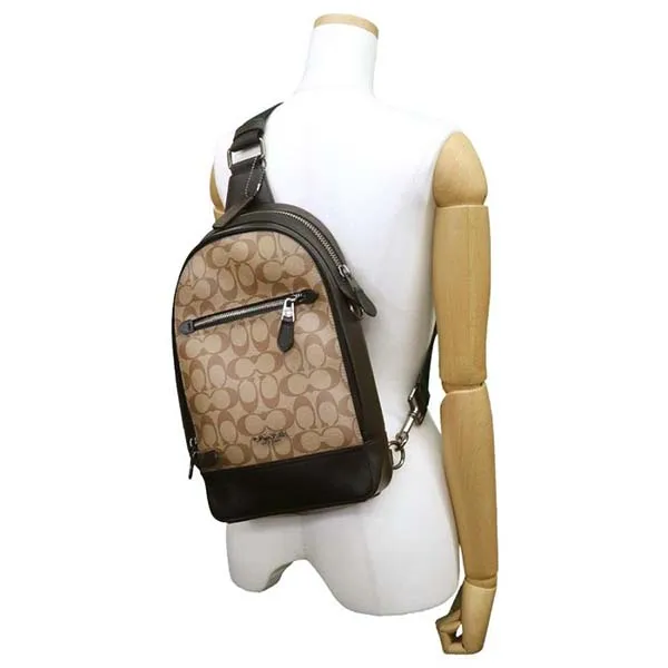 Túi Đeo Chéo Nam Coach Graham Pack In Signature Canvas F37573 Màu Nâu Đen