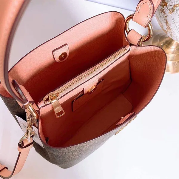 Túi Đeo Chéo Nữ Coach Small Town Bucket Bag In Signature 2312 Màu Nâu Đen