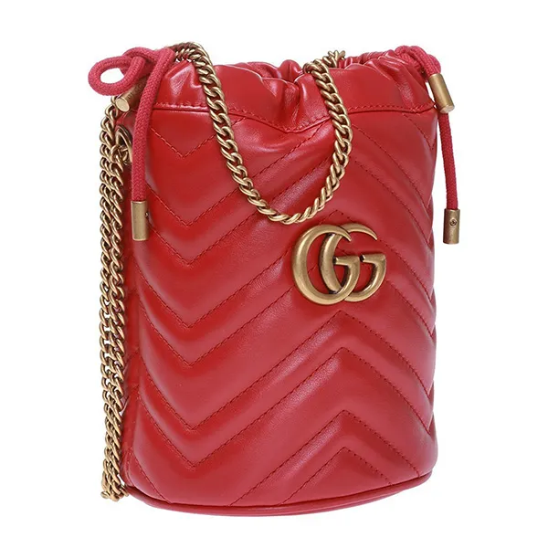 Túi Đeo Chéo Gucci  GG Marmont Mini Bucket Bag Màu Đỏ - 1