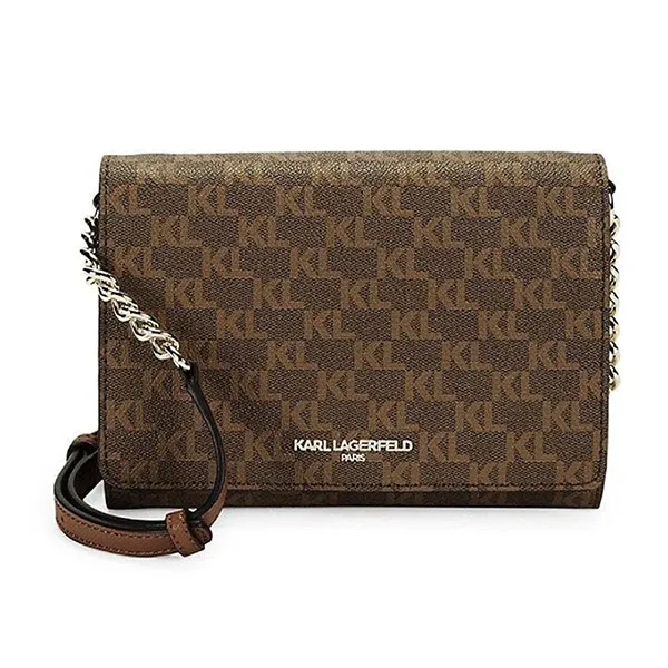 Túi Đeo Chéo Karl Lagerfeld Paris Connie Logo Printed Crossbody Bag Màu Nâu