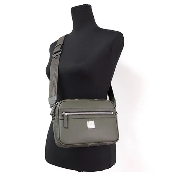 Túi Đeo Chéo MCM Portuna Small Sea Turtle Visetos Leather Crossbody Handbag Purse Bag Màu Xanh Olive - Túi xách - Vua Hàng Hiệu