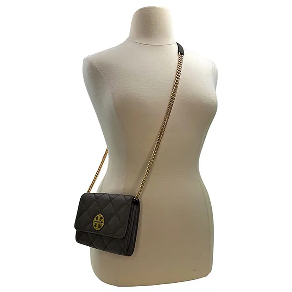 Túi Đeo Chéo Tory Burch Willa Women's Quilted Leather Crossbody Bag With Chain Màu Xám - Túi xách - Vua Hàng Hiệu