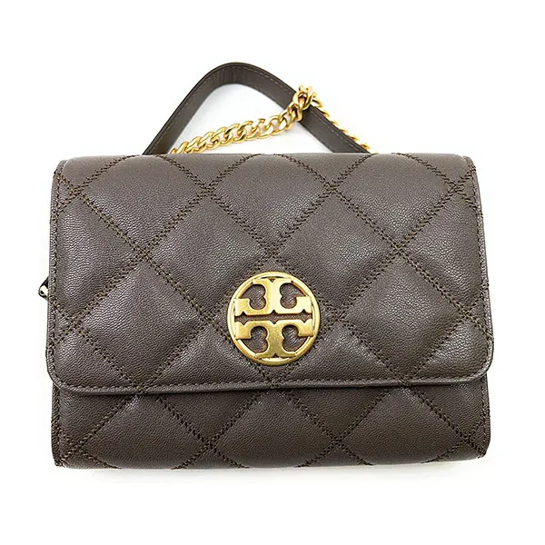Túi Đeo Chéo Tory Burch Willa Women's Quilted Leather Crossbody Bag With Chain Màu Xám - Túi xách - Vua Hàng Hiệu