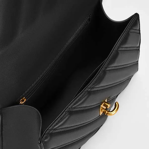 Túi Đeo Vai Nữ Charles & Keith CNK Freja Wavy Trapeze Crossbody Bag 80781952 Màu Đen
