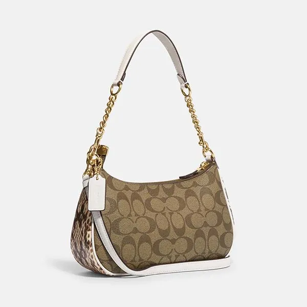 Túi Đeo Chéo Nữ Coach Teri Shoulder Bag In Signature Canvas CC323 Màu Nâu Họa Tiết - Túi xách - Vua Hàng Hiệu