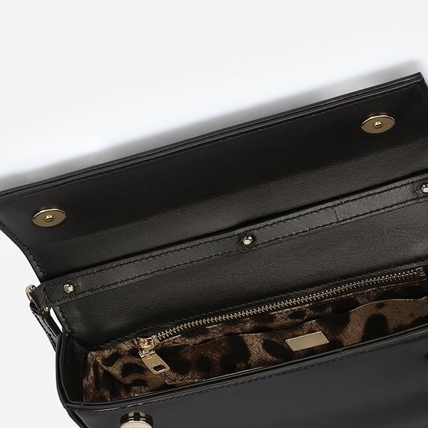 Túi Đeo Vai Nữ Dolce & Gabbana D&G Polished Calfskin Moon Bag With DG Logo Màu Đen - 4