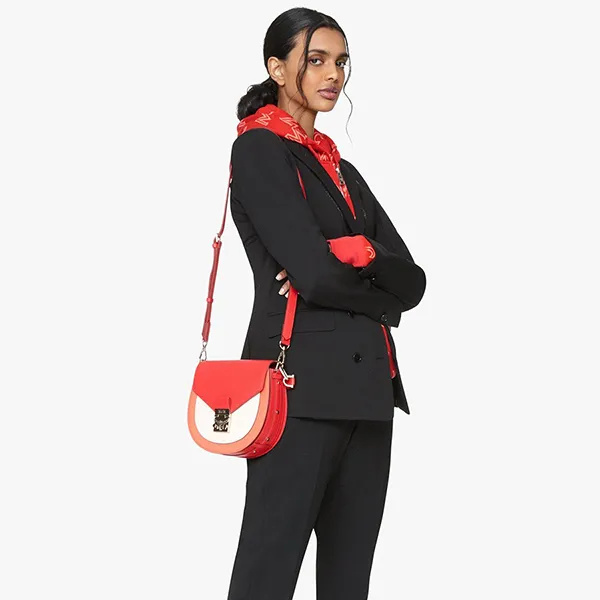 Túi Đeo Vai MCM Tracy Shoulder Bag In Color Block Leather Màu Đỏ