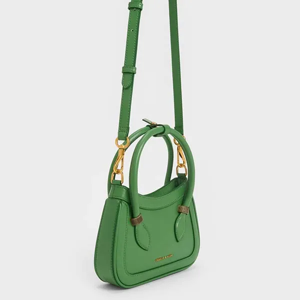 Túi Xách Nữ Charles & Keith CNK Bonnie Curved Tote Bag Green 30270989 Màu Xanh Lá