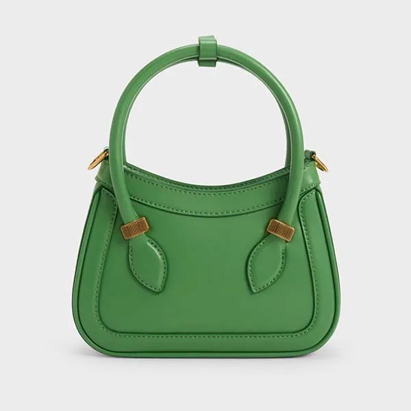 Túi Xách Nữ Charles & Keith CNK Bonnie Curved Tote Bag Green 30270989 Màu Xanh Lá