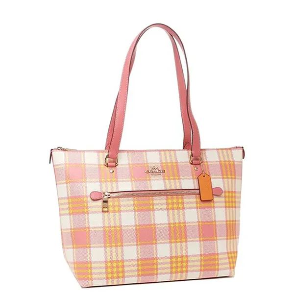 Túi Xách Coach Gallery Taffy Multi Plaid Print Leather Tote Shoulder Bag C8755 Phối Màu