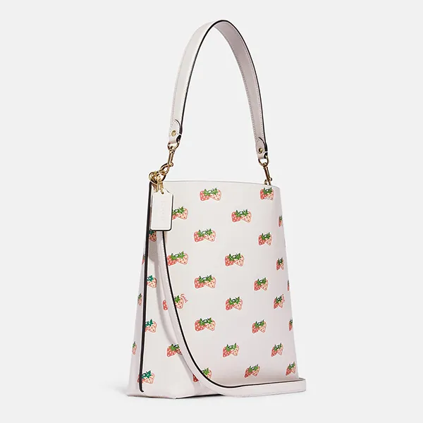 Túi Xách Coach Mollie Bucket Bag With Strawberry Print CB601 Màu Trắng