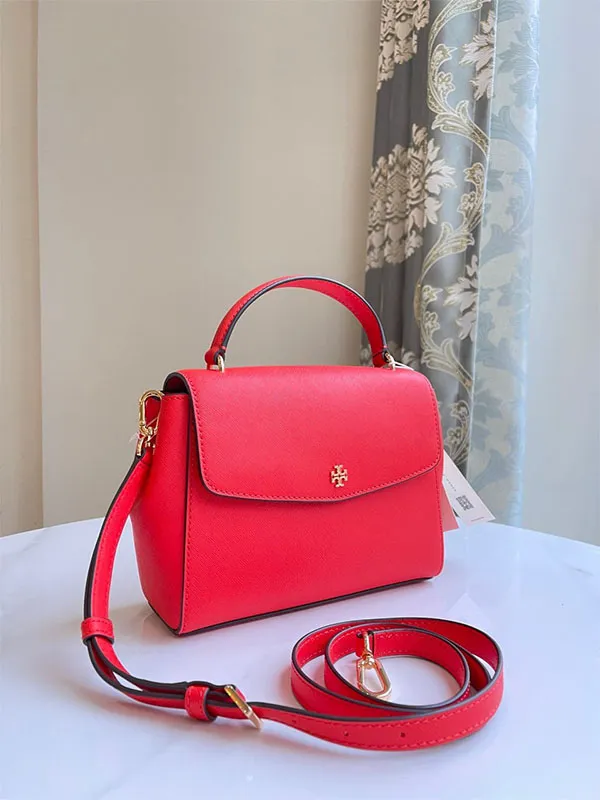 Túi Xách Tory Burch Emerson Anti-Scratch Flip Handle Màu Đỏ