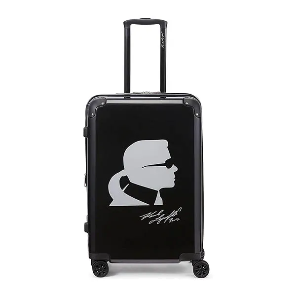Vali Karl Lagerfeld Women's Black Metallic Hardside Spinner Màu Đen Size 24 - Túi xách - Vua Hàng Hiệu