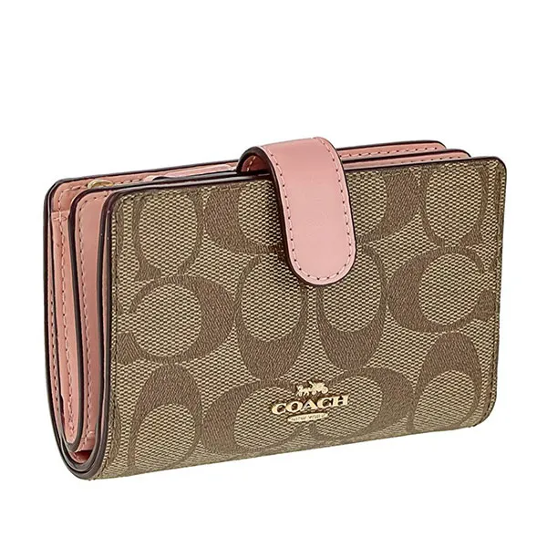 Ví Nữ Coach Signature Wallet Bifold 23553 IMPWD Màu Nâu - Hồng Nhạt - Túi xách - Vua Hàng Hiệu