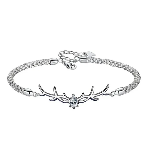 Vòng Đeo Tay Đôi LiLi Jewelry Dây Bện, Hình Gạc Nai Lili_158273 Màu Đen/Bạc - Trang sức - Vua Hàng Hiệu