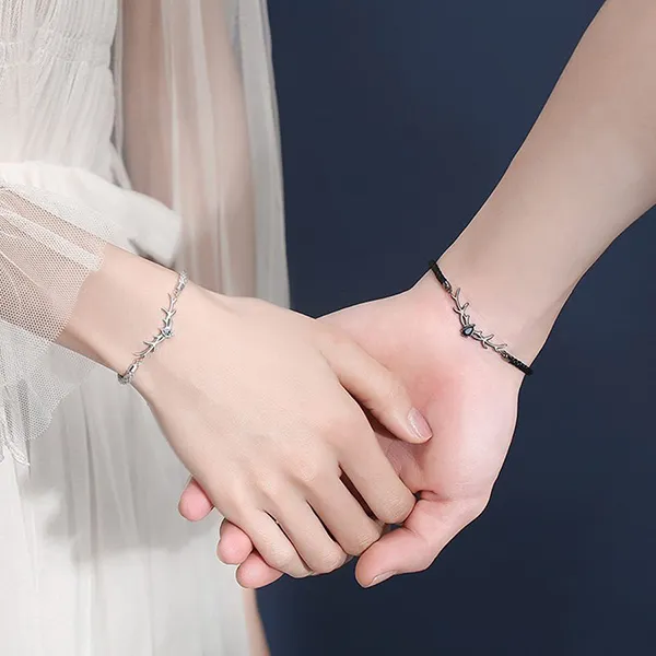 Vòng Đeo Tay Đôi LiLi Jewelry Dây Bện, Hình Gạc Nai Lili_158273 Màu Đen/Bạc - Trang sức - Vua Hàng Hiệu