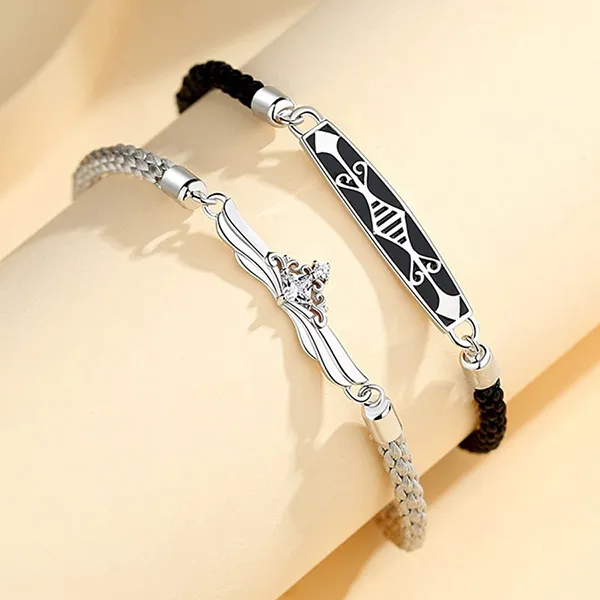 Vòng Đeo Tay Đôi LiLi Jewelry Đính Đá CZ Charles Lili_464255 Màu Xám/Đen - Trang sức - Vua Hàng Hiệu