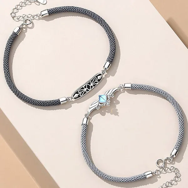 Vòng Đeo Tay Đôi LiLi Jewelry Đính Đá CZ Princess And Knight Lili_665879 Màu Xám/Trắng - Trang sức - Vua Hàng Hiệu