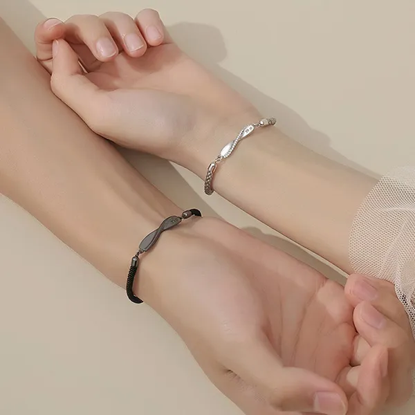 Vòng Đeo Tay Đôi Nam/Nữ LiLi Jewelry Forever Love Lili_986852 Màu Đen/Bạc - Trang sức - Vua Hàng Hiệu