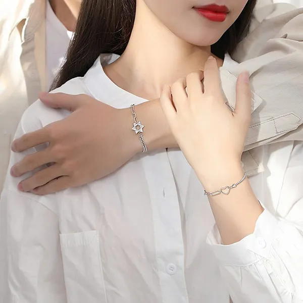 Vòng Đeo Tay Đôi LiLi Jewelry Hình Trái Tim, Ngôi Sao Lili_976985 Màu Bạc - Trang sức - Vua Hàng Hiệu