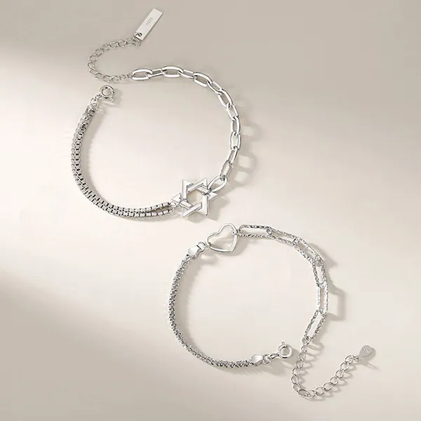 Vòng Đeo Tay Đôi LiLi Jewelry Hình Trái Tim, Ngôi Sao Lili_976985 Màu Bạc - Trang sức - Vua Hàng Hiệu