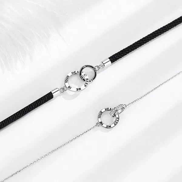 Vòng Đeo Tay Đôi LiLi Jewelry Keep Me In Your Heart Lili_845123 Màu Đen/Bạc - Trang sức - Vua Hàng Hiệu