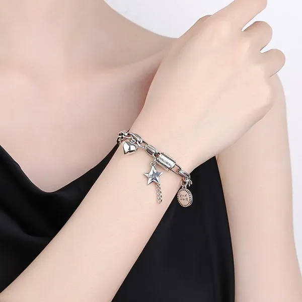 Vòng Đeo Tay LiLi Jewelry Chi Tiết Ngôi Sao, Trái Tim, Tròn Lili_884778 Màu Bạc - Trang sức - Vua Hàng Hiệu